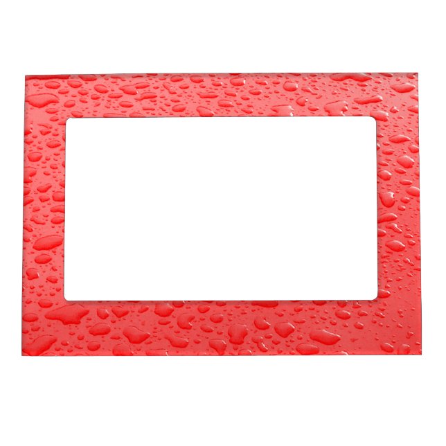 Red Raindrops on Car Magnetic Picture Frame (Front)