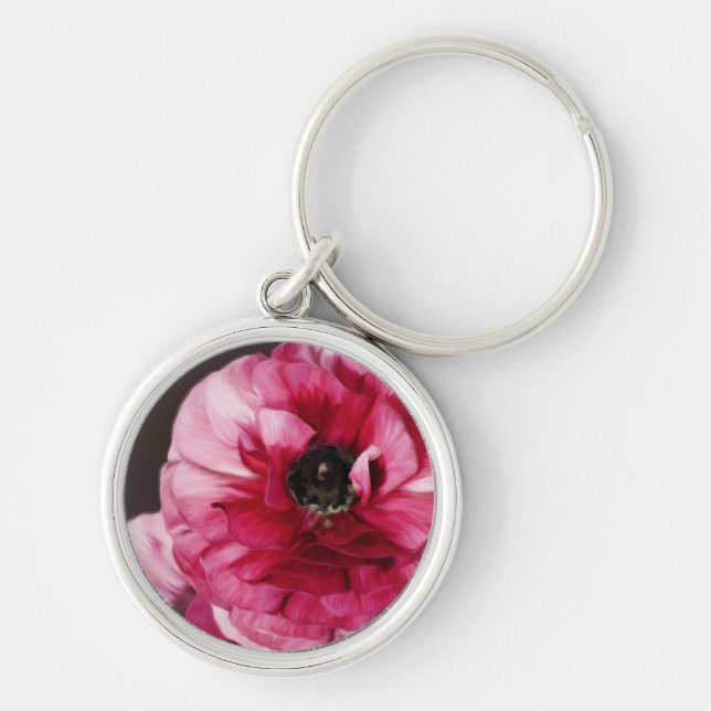 Red Ranunculus Keychain (Front)