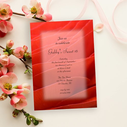Red Ranunculus Sweet 16 Birthday Party Invitation
