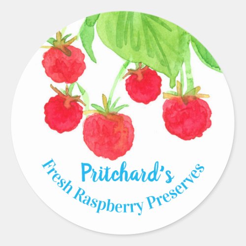 Red Raspberry Watercolor Fruit Jam Jar Label