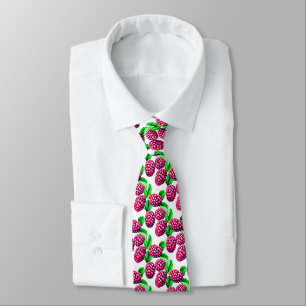 Red Raspberry Watercolor Pattern Neck Tie