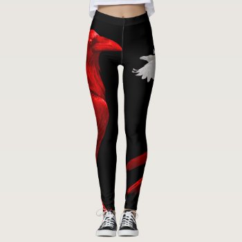 Red Raven With White Crow Leggings by Strangeart2015 at Zazzle