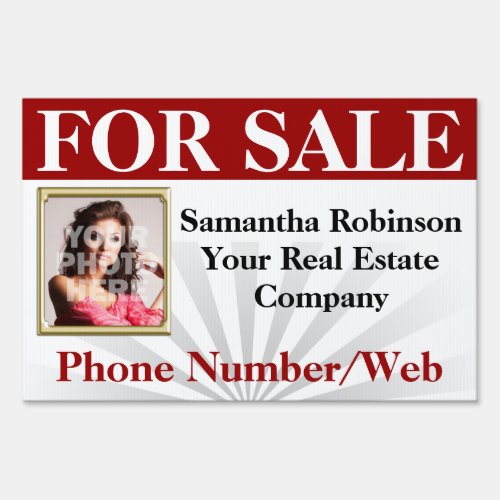 Red Real Estate Agent Broker Custom Photo Sign