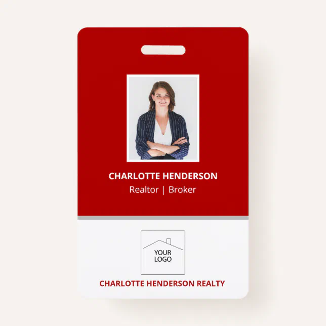 Red Real Estate Agent Photo Logo Badge | Zazzle