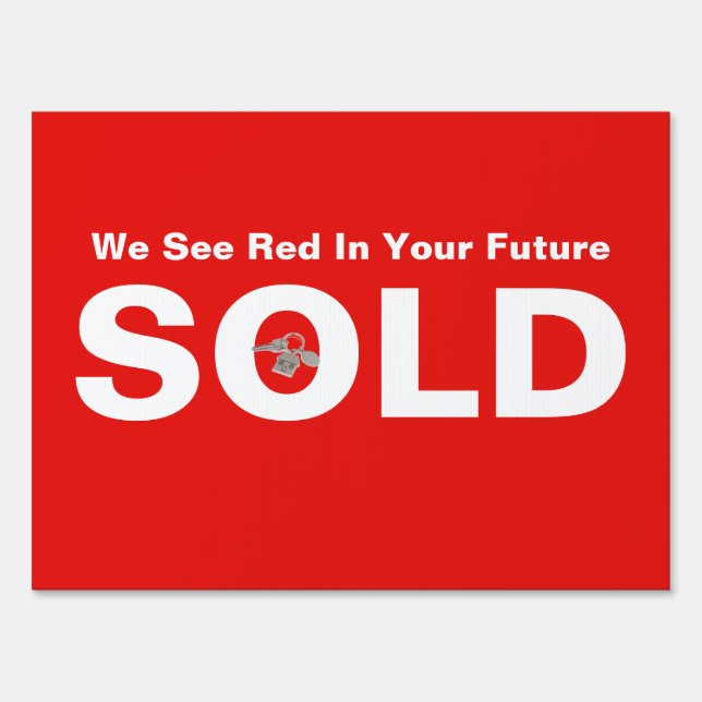 Red Real Estate Agent Sold Sign (Front)