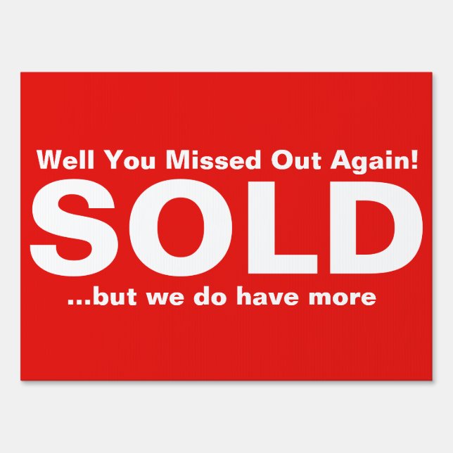Red Real Estate Agent Sold Sign (Front)