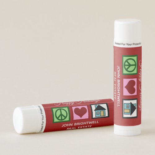 Red Real Estate Company Custom Holiday Party Favor Lip Balm