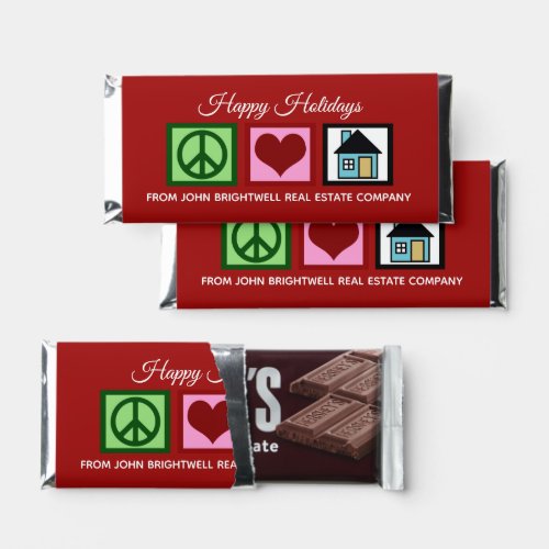 Red Real Estate Company Custom Holiday Party Hershey Bar Favors
