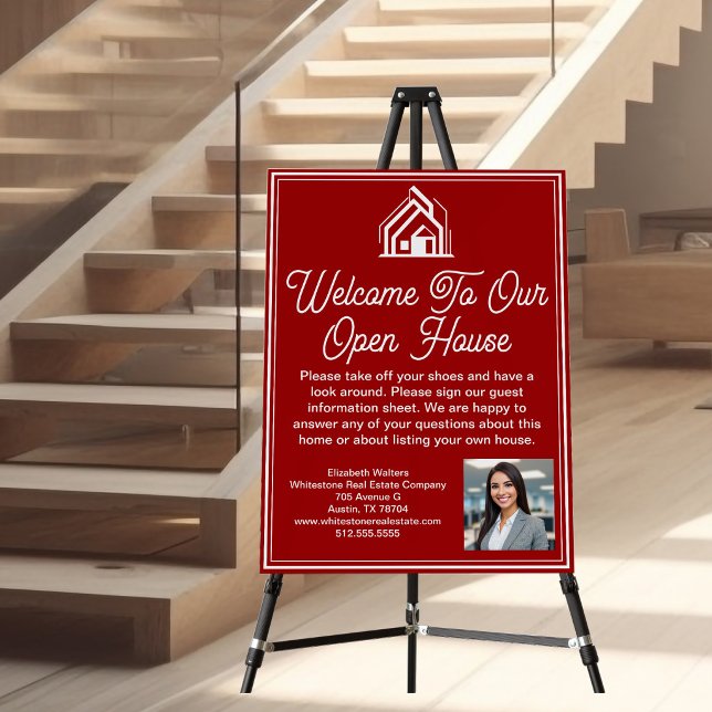 Red Real Estate Company Custom Open House Foam Board (Creator Uploaded)