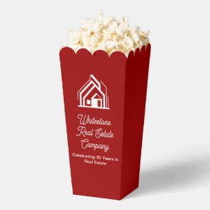 Red Real Estate Company Custom Popcorn Party Favor Boxes