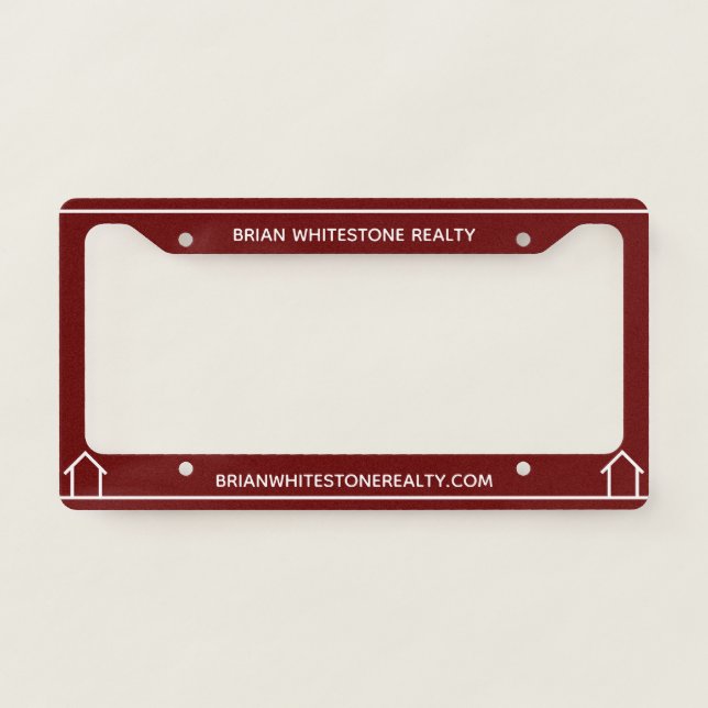 Red Real Estate Company Custom Realtor License Plate Frame (Front)