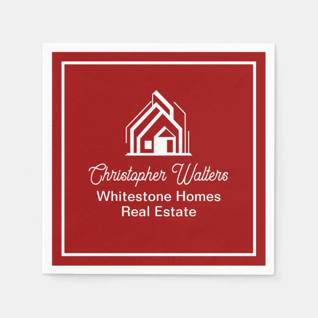 Red Real Estate Company Custom Realtor Napkins (Front)