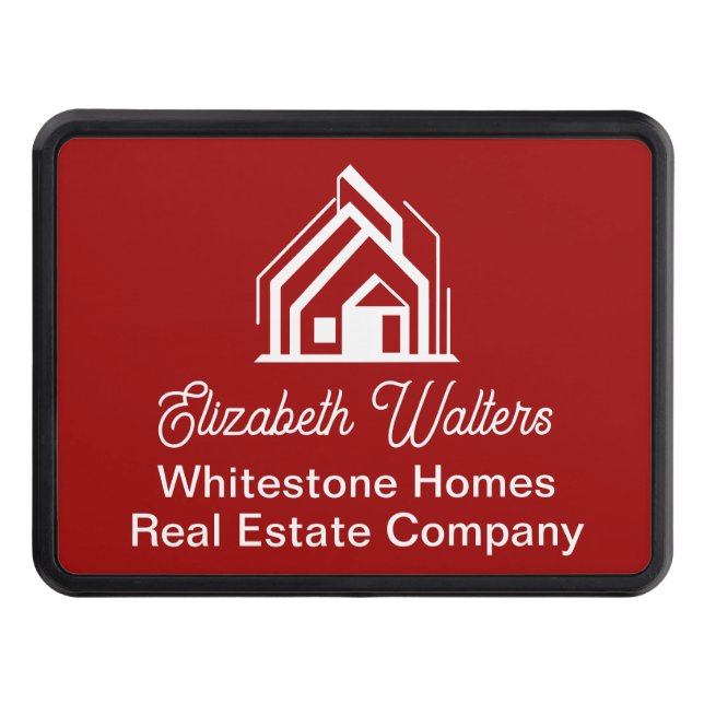 Red Real Estate Company Customized Realtor Hitch Cover (Front)