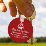 Red Real Estate Company Customized Realtor Keychain<br><div class="desc">This professional realtor keychain is custom made with your real estate company name under the modern cursive script and house image. These minimalist red realty business promotional items feature a house logo image for home builder or realty agent company marketing.</div>