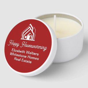 Red Real Estate Company Customized Realtor Mini Candle Favors