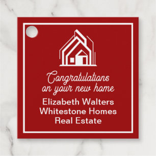 Red Real Estate Company Customized Realtor Party Favor Tags