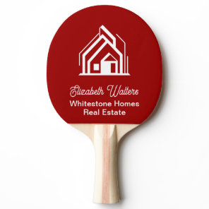 Red Real Estate Company Customized Realtor Ping Pong Paddle