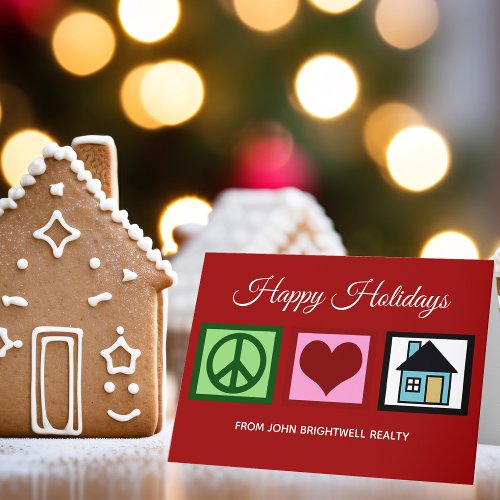 Red Real Estate Company Happy Holidays Custom Holiday Card
