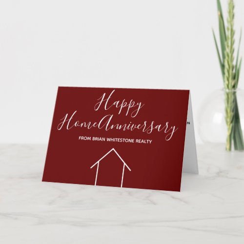 Red Real Estate Company Happy Home Anniversary Card