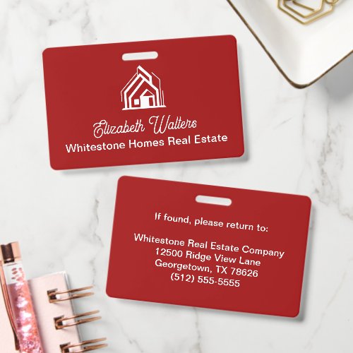 Red Real Estate Company House Custom Realtor Badge