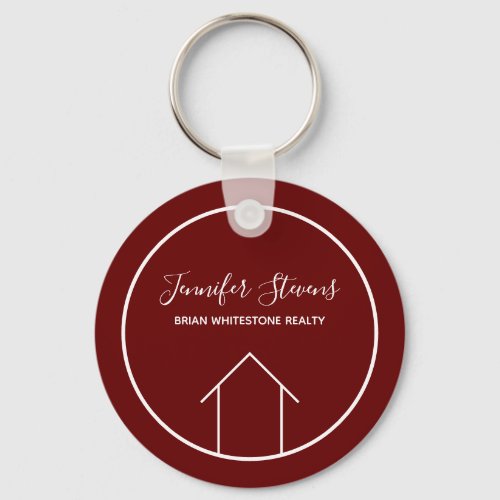 Red Real Estate Company Modern Personalized Realty Keychain