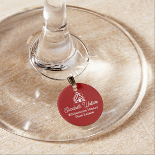 Red Real Estate Company Personalized Realtor Wine Charm