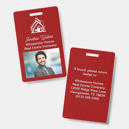 Red Real Estate Company Realtor Photo Badge