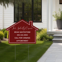Red Real Estate For Sale By Owner House Yard Sign