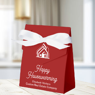 Red Real Estate Happy Housewarming Custom Favor Boxes