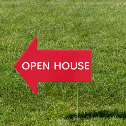 Red Real Estate Open House Arrow  Sign