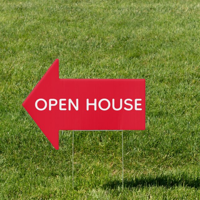 Red Real Estate Open House Arrow  Sign (Insitu)