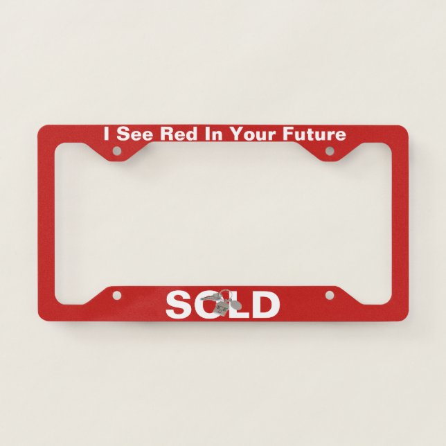 Red Real Estate Sold Sign License Plate Frame (Front)