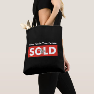 Red Real Estate Sold Sign Tote Grocery Shopping