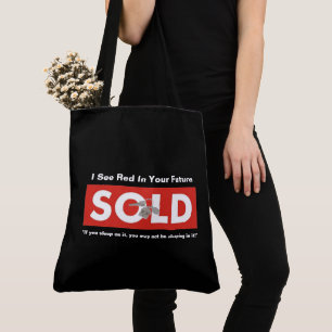 Red Real Estate Sold Sign Tote Grocery Shopping Bag