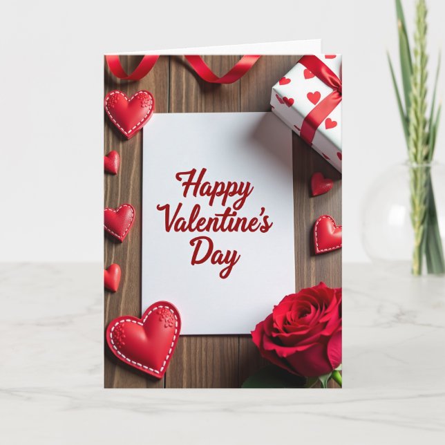 Red Realistic Valentine Day Card (Front)