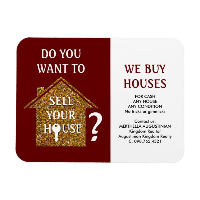 Red Realtor WE BUY HOUSES Magnet (Horizontal)