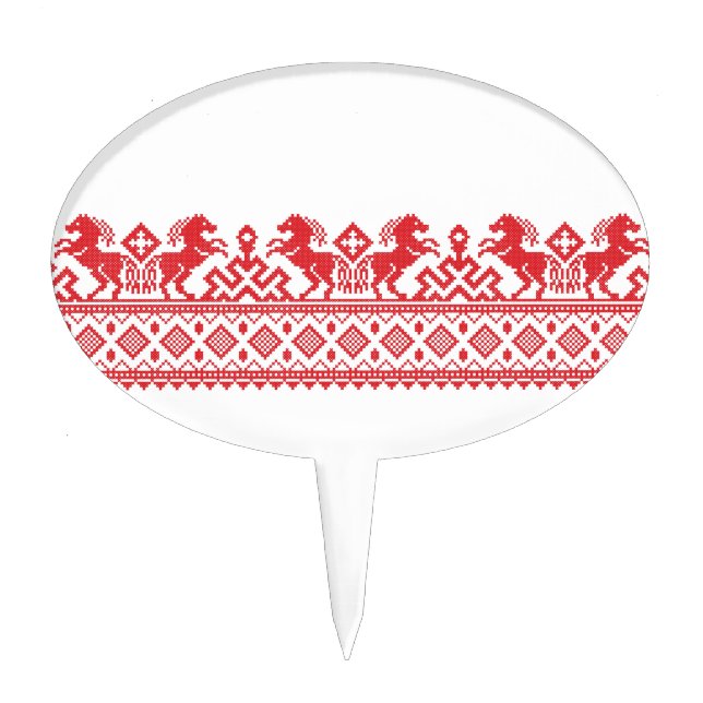 Red rearing horses cake topper (Front)