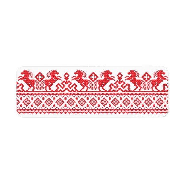 Red rearing horses label (Front)