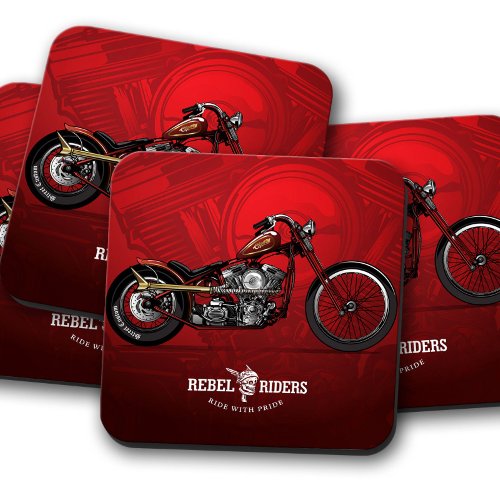 Red Rebel Rider Motorcycle Coaster  Coaster Set