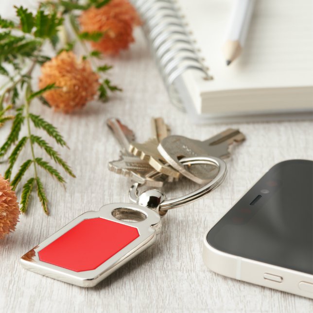 Red Rectangle Metal Keychain (Side)