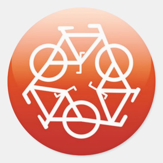 Red recycle symbol classic round sticker (Front)