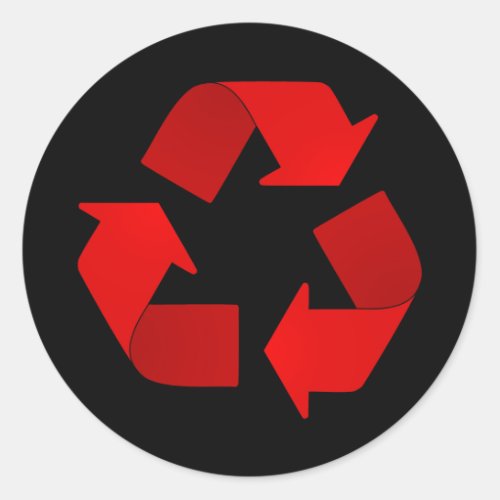 Red Recycling Symbol Classic Round Sticker