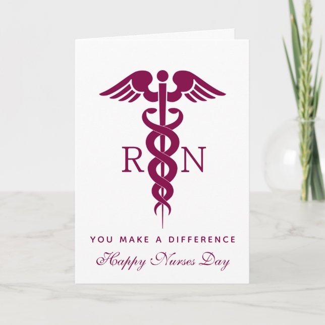 Red Red Caduceus Nurse Medical Symbol Card (Front)