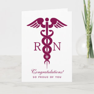 Red Red Caduceus Nurse Medical Symbol Gaduation Card