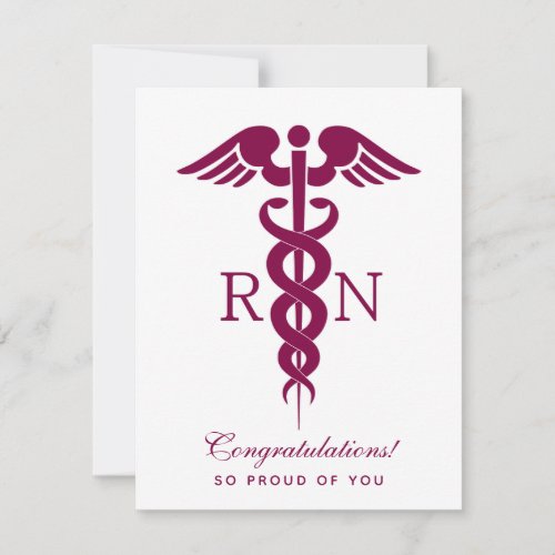 Red Red Caduceus Nurse Medical Symbol Holiday Card