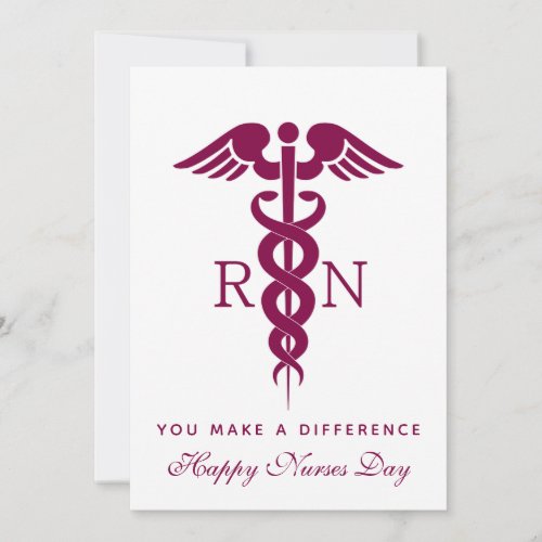 Red Red Caduceus Nurse Medical Symbol Holiday Card