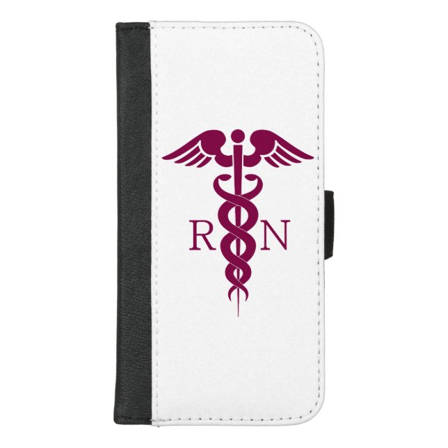 Red Red Caduceus Nurse Medical Symbol iPhone Wallet Case (Front)
