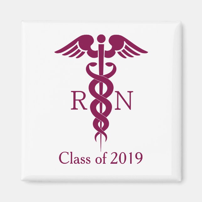 Red Red Caduceus Nurse Medical Symbol Magnet (Front)
