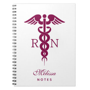 Red Red Caduceus Nurse Medical Symbol Notebook
