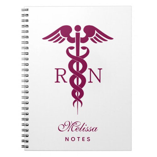 Red Red Caduceus Nurse Medical Symbol Notebook